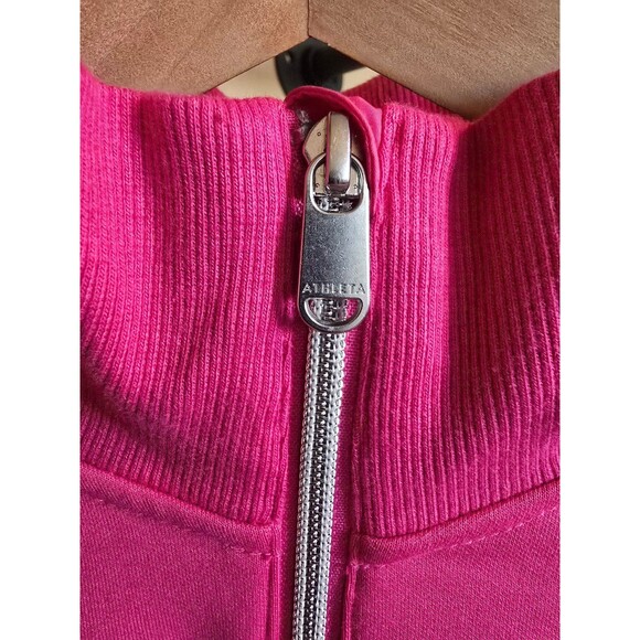 Athleta triumph Hybrid Half Zip Sweatshirt Hot Pink Barbiecore Size Medi… - Picture 5 of 10